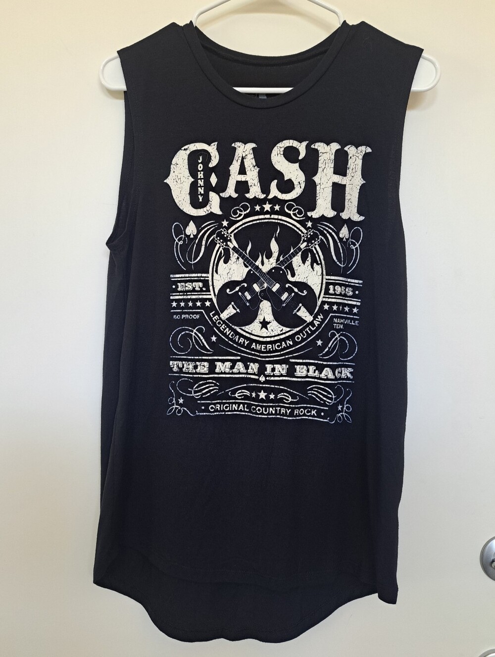 Johnny Cash "The Man in Black" sleeveless graphic muscle tank top